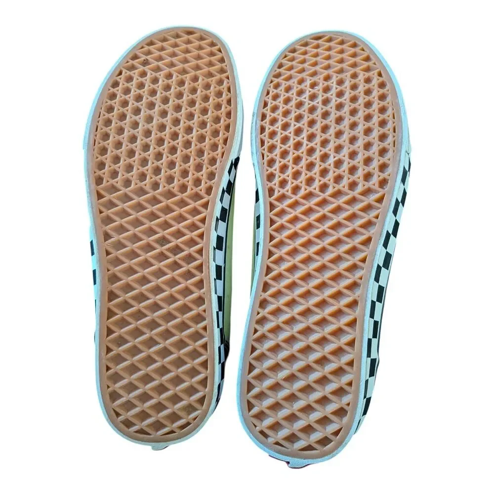 Vans Ward Skate Shoes Lime Green Black Checkerboard Midsole Low Top Men's 12